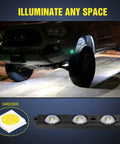 Truck illuminated by 8 Pod 24 LED Rock Light Kit For Trucks And Off Road Rigs With Switch White Lighting for underbody use