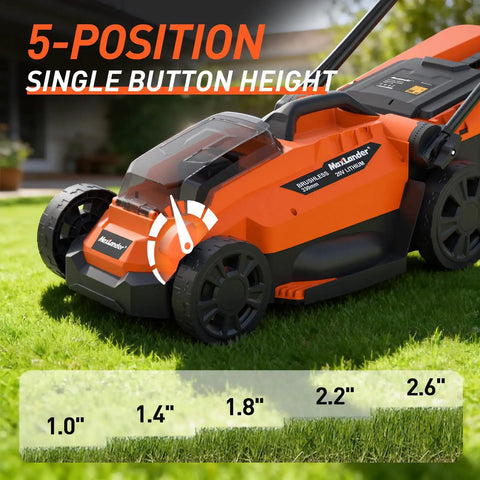 20V Cordless Lawn Mower And 12 Inch Weed Wacker Combo With Two 4Ah Batteries And Charger 13 Inch Deck Large 30L Grass Collection Bag For Easy No Fuss Yard Cleanup, 5-height mower