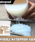 Invisible Waterproof Sealant And Liquid Rubber Coating That Keeps Your Surface Bone Dry Through Sweltering Days And Icy Nights With Zero Hassle While Curing To A Crisp Clear Finish Anyone Can Trust being poured from a container.