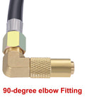Close-up of 90-degree elbow fitting for Six Foot Propane Adapter Hose With Regulator To Quick Connect For 17 And 22 Inch Blackstone Tabletop Camper Grills