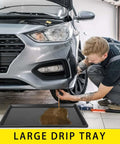 Three Piece Extra Large Heavy Duty Oil Drip Pan Set 35.4 by 24 by 1.6 Inches Plastic Oil Drain Tray catching oil under car