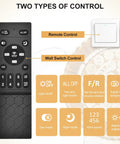 Remote and wall switch controls for 36 Inch Fandelier Ceiling Fan With Light Gold Dope Retractable Crystal Chandelier Style Reversible Blades
