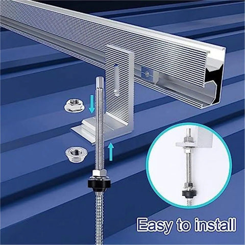 Image showing Eight Pack Hanger Bolts M10 X 200mm Hella Sturdy Stainless Steel Solar PV Roof Mounting Hardware for easy installation.