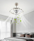 Modern ceiling fan light with wireless control, 3 blades, in a stylish bedroom setting.