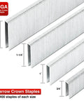 Heavy Duty Galvanized Staples and Brad Nails Kit for Pneumatic and Electric Staplers, 18 Gauge Narrow Crown Staples shown