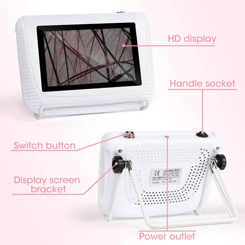 5 Inch Digital Scalp Camera For Skin Health Analysis With 50x And 200x Lenses showing HD display and back features.