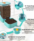 Worry Free Automatic Rabbit Food Dispenser With 35 Oz Gravity Feeding For Bunnies Guinea Pigs And Small Critters, showcasing wide spout and silicone lid.