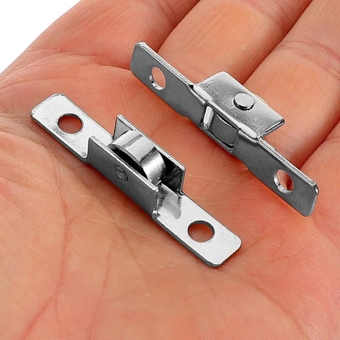 Pro Level 10 Pack Sliding Door Rollers With 10 mm Bore Bearing Kit For Window Track Guide Pulleys on a hand showing silver rollers.