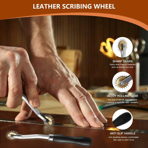 2X Scoring Tool For Box Maker Cardboard Score Wheel Pro Grade Box Cutter For DIY Packaging Easy Straight Line Scoring Portable Cardboard Scorer Create Custom Sized Boxes High Quality Construction leather scribing wheel with anti-slip handle for marking cardboard