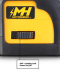 Close-up of Self Leveling 360 Degree Green Cross Line Laser Level With Horizontal And Vertical Beams power switch.