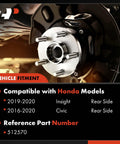 Close-up of a rear wheel bearing and hub assembly 5 lug replacement for Honda Civic 2016 2021 and Insight 2019 2022