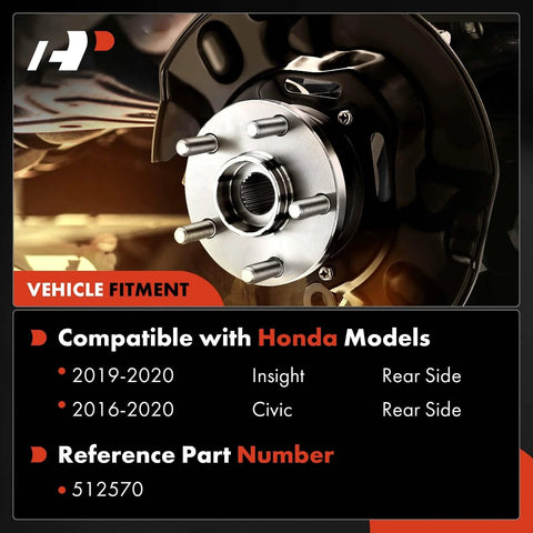 Close-up of a rear wheel bearing and hub assembly 5 lug replacement for Honda Civic 2016 2021 and Insight 2019 2022