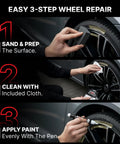 Silver Wheel Touch Up Paint Kit For Cars Easy 3 Step DIY Alloy Rim Repair with Fast Dry Pen in use on car wheel