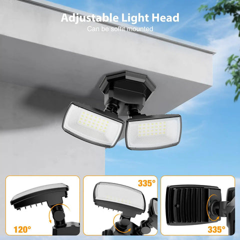 Top Shelf Sleek Dual Head Led Flood Light Badass Bright 6500K Daylight Security Spotlight Wall Mounted All Season Exterior Fixture With Simple Flip Switch For Yard Driveway Parking Lot