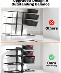 Keep Your Kitchen Organized And Stress Free With This Heavy Duty Under Cabinet Pot Rack Featuring Eight Sturdy Tiers showing upgraded design and stability.