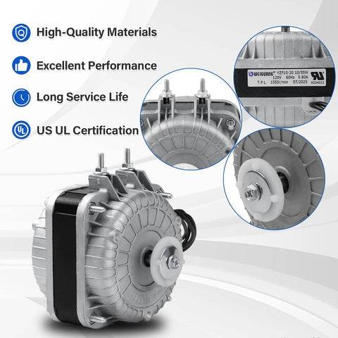 120V Shaded Pole Condenser Fan Motor For Refrigeration Equipment Evaporators, 1550 RPM, sleeve bearing with certification