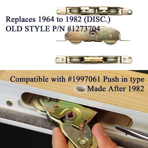 2 Pack Gliding Patio Door Tandem Roller Assembly For PN 1997061 After 1982 Replacement For PN 1273704 1964 To 1982