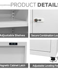 Heavy Duty Metal Storage Cabinet With Lock, 3 Adjustable Shelves, Single Door Steel Locker For Home Office And Garage, White Finish