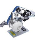 Shop Ready Heavy Duty 550W Brushless Belt Sander Plus Bench Polisher with blue sanding belt and steel frame.
