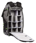Open BackLight Elite 45L Camera Daypack For DSLR And Mirrorless Gear, Photo And Video Ready, Rugged Grey, compartments shown