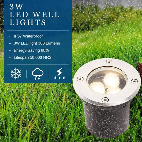 3W Low Voltage LED Landscape Lights 12 Pack With Wire Connectors And Well Lights For Garden Driveway Deck And Tree 300 Lumens Per Light Clear Lens Durable Glass Housing Easy Lit Outdoor Pathway Lighting on grass