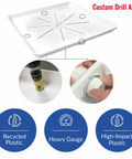 Built Tough Washing Machine Drain Pan With 1 Inch Drain Adapter Included, white recycled plastic tray details and features