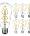Dimmable E26 LED Edison Bulb 60W Equivalent Clear Glass 2700K Soft White Old School Filament Bulbs For Ceiling Fans 6 Pack