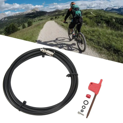 Hydraulic Brake Kit For SRAM Level Red Etap S700 S900 Elixir 2m Cable Length Olive Connectors Oil Needle Set displayed on mountain trail