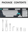Package contents of Compact 96 Percent Wireless Mechanical Keyboard Hot Swap Switches Dual 2.4Ghz Bluetooth Aluminum Frame.