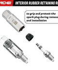 3/8 Inch Drive Spark Plug Socket Set 7 Piece SAE And Metric High Visibility 6 Point Sockets CR-V Steel with spark plug.