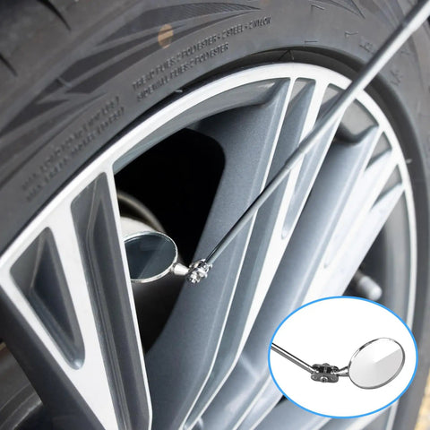 Telescopic Inspection Mirror For Car Maintenance Portable Folding Steering Mirror Chassis Weld Inspection Stainless Steel And Glass One Point Two Inch Mirror 360 Degree Swivel Joint Handy Auto Repair Tool Must Have, under wheel rim