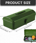 Green Built Tough 15 Inch Metal Tool Box With Locking Lid And Carry Handle Portable Tool Storage Case For Tools Screws And Small Parts