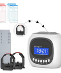 Time Clock Punch System With Passcode And Auto Align Printing 6 Punches Per Day Across 3 Shifts Easy Setup For Small Businesses with cards and ink supplies.