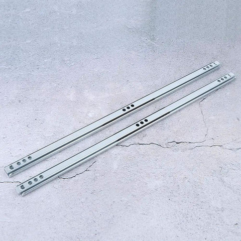 Two Pack Cold Rolled Steel Ball Bearing Drawer Slides, Heavy Duty 15 To 20 Kg Load Capacity, Galvanized Cabinet Hardware For Tool Cabinets, Kitchen Drawers, And Garage Storage, pair on surface