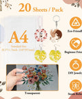 Super Slick Printable Shrink Plastic Sheets A4 Size 20 Pack Real Deal Heat Shrink Film for Inkjet Printers and Art Markers Easy DIY Craft Projects Totally Dope And No Hassle Clear Finish with floral design.