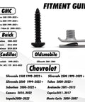 Eight Set Solid As A Rock Black Tail Light Screws And Nuts Top Shelf Replacement Hardware For 1999 To 2022 Chevy Gmc Cadillac Buick Pontiac Zero Hassle Rust Proof Bolt Kit fitment guide.