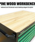 7 Drawer Tool Chest With Wood Top Locking Rolling Cabinet On Wheels For Garage And Workshop Central Locking System With One Key Keeps All Drawers Secure Durable Black And Green Cabinet For Mechanics And DIYers pine wood workbench top