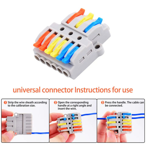 Must Have Push In Electrical Connectors Kit With Lever Wires, Quick Wiring Cable Connector shown with nylon PA66 housing and levers