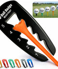 Five Level Adjustable Golf Tee Height Tool For Consistent Tee Heights, demonstrating adjustable levels and universal fit.