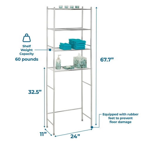 Four Tier Over Toilet Storage Rack With Heavy Duty Steel Build And Slick Chrome Finish Is A Solid Game Changer For Tight Spaces That Keeps Your Towels Toiletries And Daily Stash Neatly Organized