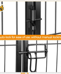 Close-up of auto-lock feature on 32 Inch 32 Panels Outdoor Dog Playpen Built Tough Heavy Duty Metal Pet Fence for safety