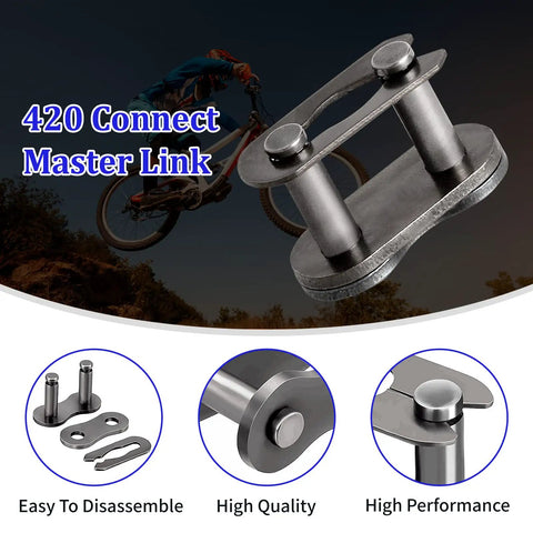 Master link component of Beefy 420 Chain 90 Links Free Chain Breaker Included For Mini Bikes And Small Motors Fits Baja Warrior MB165