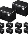 Black Extra Large Moving Bags With Zipper And Handles, 125L Capacity, 10 Pack Tote Bags For Moving And Storage, front view