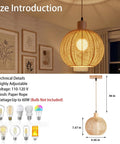 ZEORIVAX Rattan Pendant Light Fixture Bohemian Chandelier Large Semicircle with warm rattan shade in a cozy room