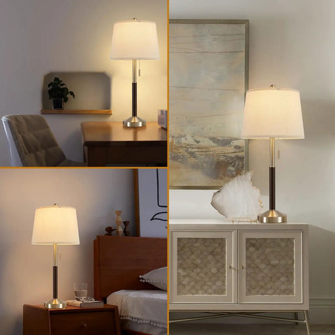 Touch Table Lamps Set Of 2 For Bedside With Round White Shade 3 Way Dimmable Touch Control LED Bulbs Included 18.5 Inch Height Black Base Perfect For Living Room Dorm Home Office Cozy Vibe in living spaces