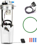 E3609M Fuel Pump Assembly For Chevy And GMC Silverado 1500 2500 HD Sierra 1500 2500 HD 4.3L 4.8L 5.3L 6.0L 6.6L 8.1L 78 Inch Bed With Pressure Sensor Sending Unit showing assembly, wires, gasket, and connectors.