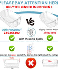 Comparison image of Two Pack Upgraded 240356402 Refrigerator Door Bin Replacement with similar product 240324502, highlighting size differences.