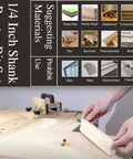 Using the Roundover Router Bit Set With 1 Quarter Inch Shank 15 Piece Carbide Bits for woodworking on a wooden board.