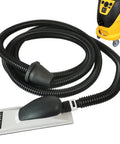 Heavy Duty Hand Planer Hose For Woodworking Dust Collection And Grit Extraction Featuring Hella Flexible Four Meter Vacuum Tube close-up of flexible black hose and attachment.