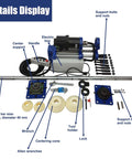 Front view of HQHAOTWU industrial line boring machine kit with 160 cm boring bar, 40 mm diameter, blue mounting plates
